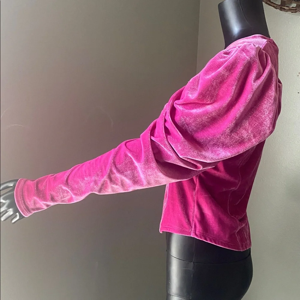 Free People Fuchsia Velvet Blouse